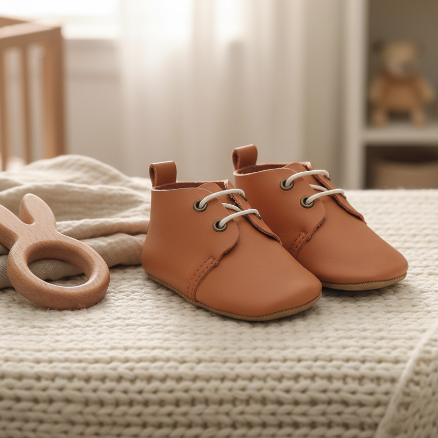 Soft Sole Leather Baby Oxford in nursery setting